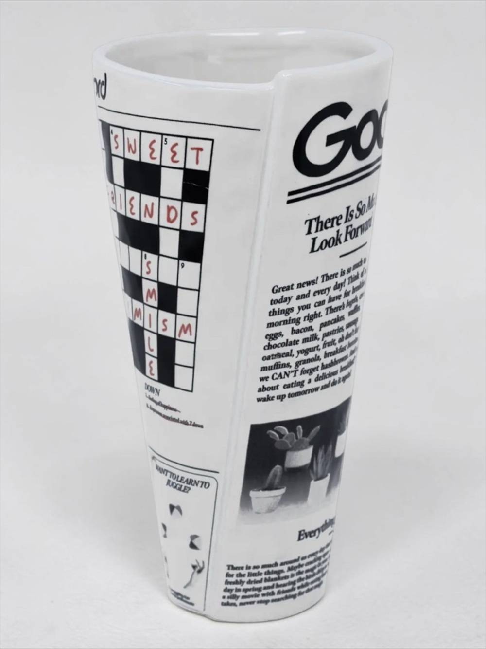ban.do Ceramic Newspaper Print Vase Bow Quirky Maximalist Decor NWT NIB